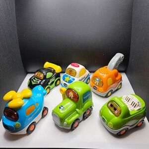 VTech Go Go Smart Wheels Vehicles Lot of 6 Police Tow Truck Tractor Helicopter